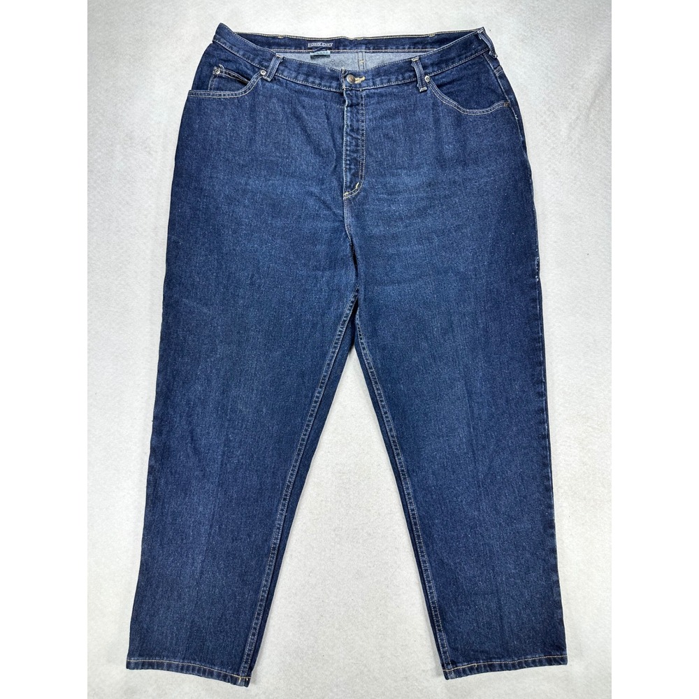 Lands End Vintage High Rise Straight Leg Jeans Dark Wash Blue Size 18W USA